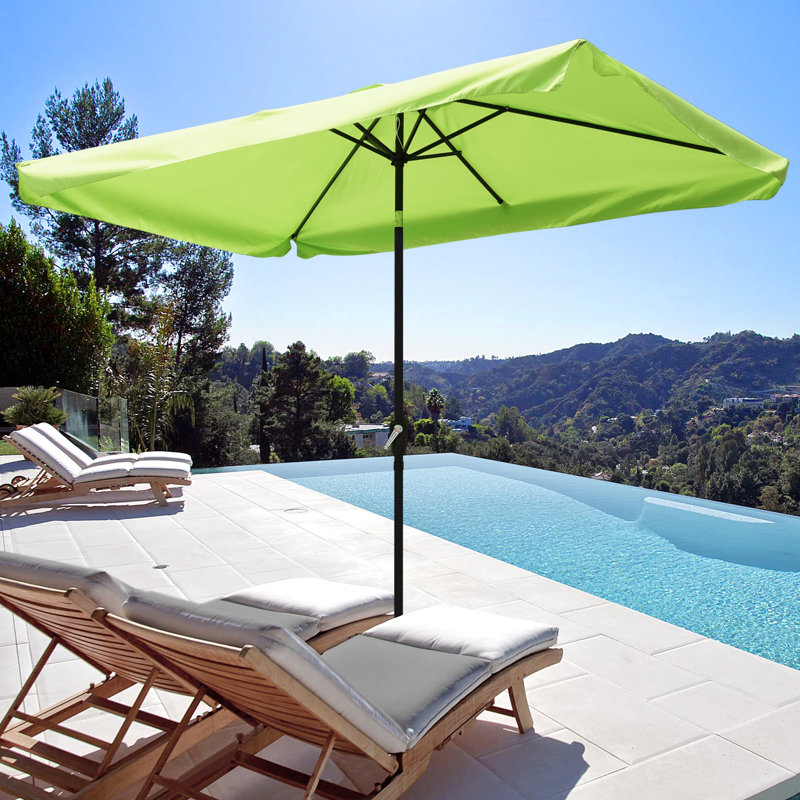 Parasol de marché rectangulaire 76,77 po x 114,17 po Janardam, Rouge