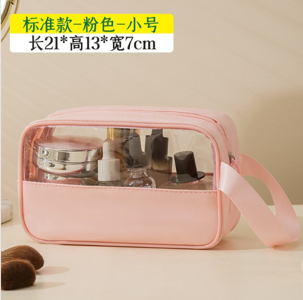 Brown single-layer waterproof toiletry bag, Pink