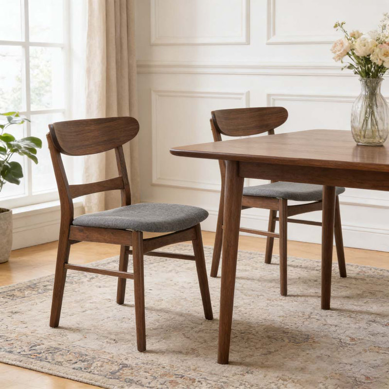 Chaise de salle à manger, GRIS FONCÉ + brun foncé