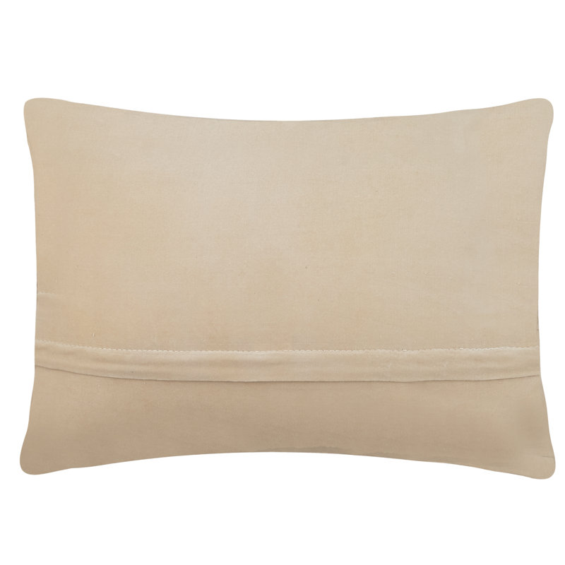 Blue Wool and Cotton Peace Sign Lumbar Pillow