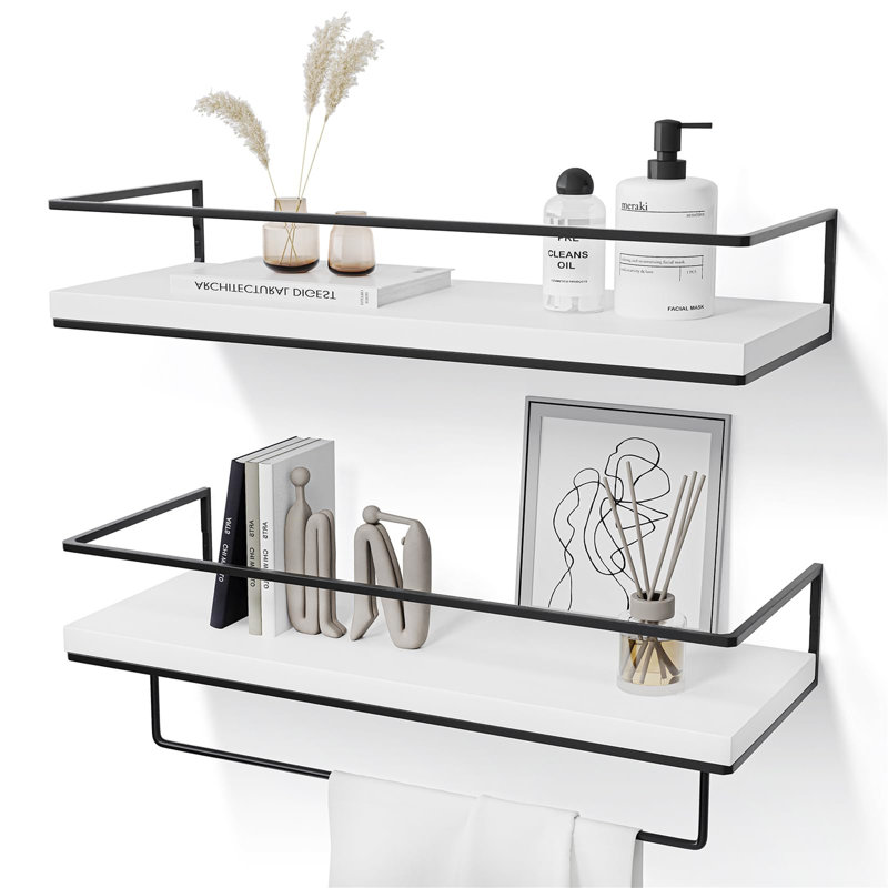 Reyniel Floating Shelf, White/Black