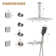 12”Ceiling Mounted Thermostatic Rainfall Shower System with 3 Body Jets and Storage Shelf