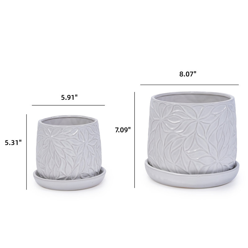 Indoor/Outdoor Modern Ceramic Pot Planter, White