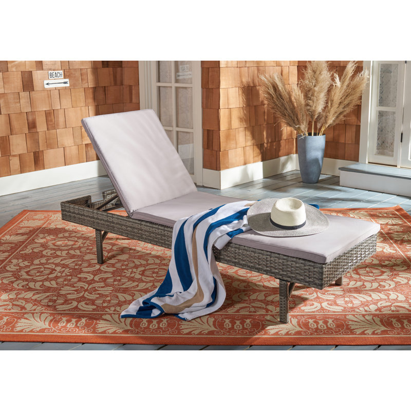 Chaise longue inclinable avec coussins Esmai, Cadre gris / coussin gris