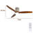 52 Inch Ceiling Fan With Light, 3 Light Walnut Solid Wood Blades,Remote Control,6-Speed Reversible DC Motor For Living Room,Bed Room,Dining Room