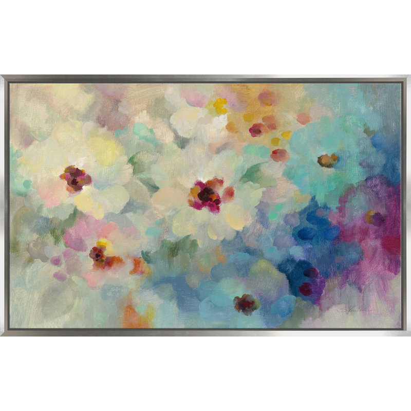 " Floral Extravaganza ", 39.5" H x 63.5" W x 2" D, Silver Floater Frame