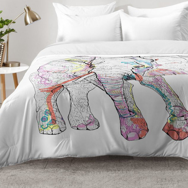 Ensemble d'édredon éléphant, Édredon double / grand + 2 taies décoratives sta