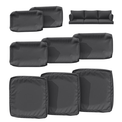 Cartert 8 Pcs Outdoor Cushion Covers Set For Outdoor Cushions and Patio Furniture Cushions Cover, Only Covers 