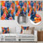 «Botanical Orange Blue Palm Leaves - Palmiers et palmiers», art mural-91953373-91953374