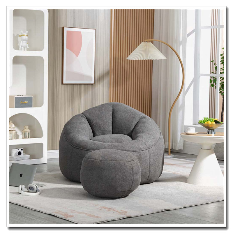 Upholstered Bean Bag Sofa Chair, Gray