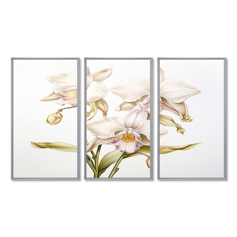 Ostrander - ensemble d'art mural orchidée, Argent argent, H 32 po x l 48 po