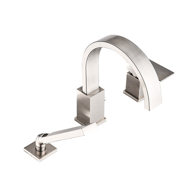 Robinet de baignoire en cascade et en nickel brossé, robinet de baignoire romaine à fixation sur le comptoir, douche à main et tuyau de 59 po, robinet en nickel à cartouche en céramique avec, acier inoxydable précis