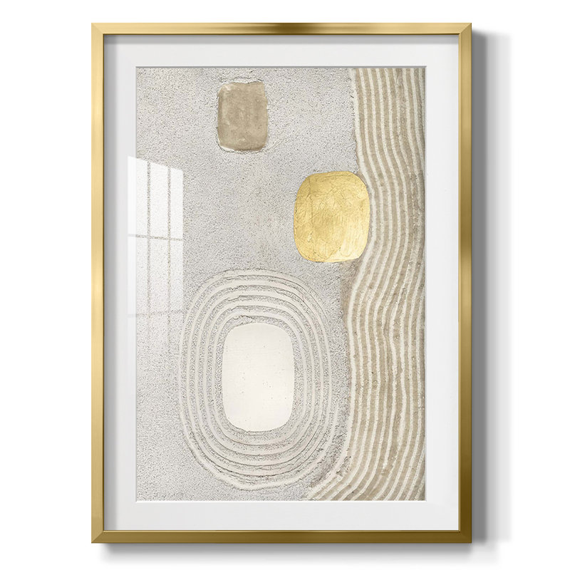 Golden Ishi II, reproduction encadrée, Papier avec cadre doré, Blanc