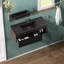 Meuble-lavabo flottant moderne en noyer avec lavabo à quartz noir