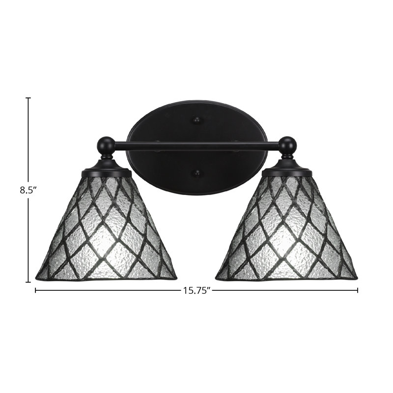 Blanka Light Bath Bar Shown With 7" Diamond Ice Art Glass, 2, Matte Black