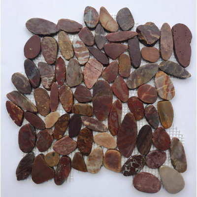 Red Flat Pebble Mosaic 12" x 12"