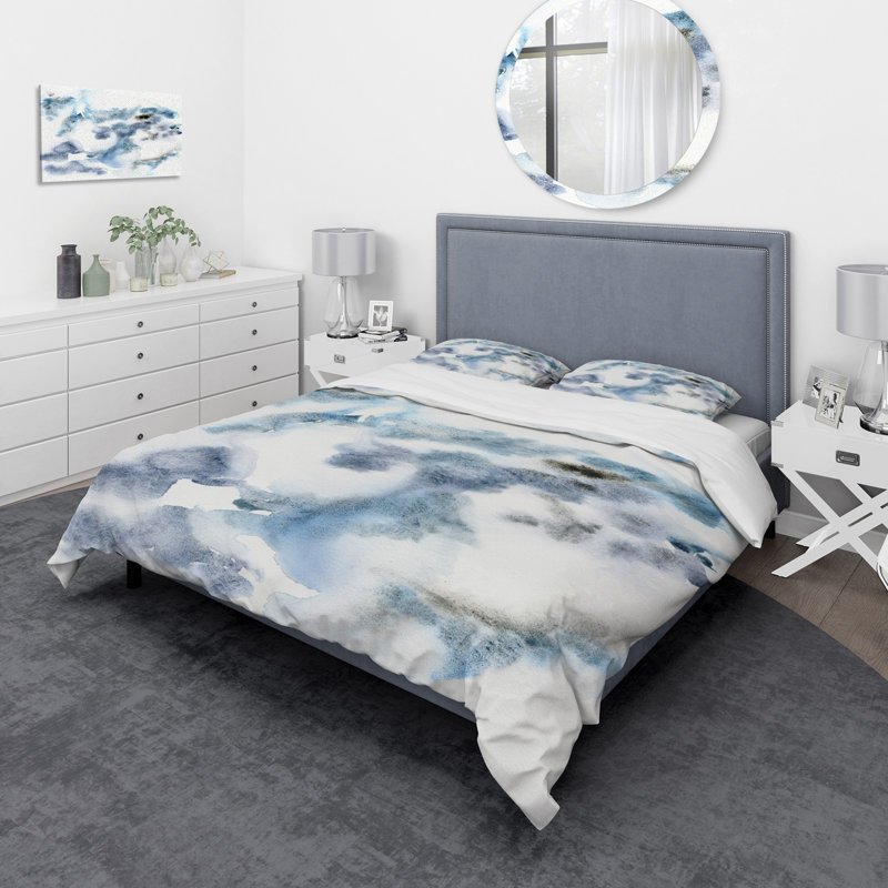 «Abstract Of Dark Blue Clouds IV» - Ensemble de housse de couette moderne - Microfibre de polyester