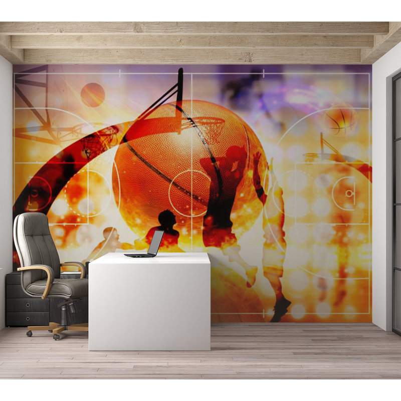 Papier peint sports - Basketball, L 137 po x L 96 po