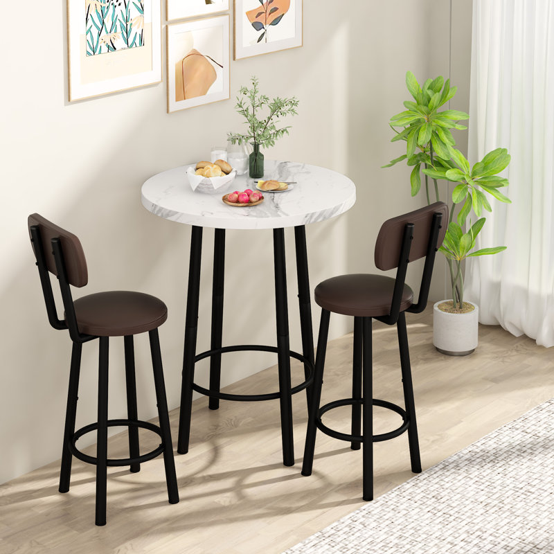 Joeen 2 - Person Four Leg Dining Set, White Marble