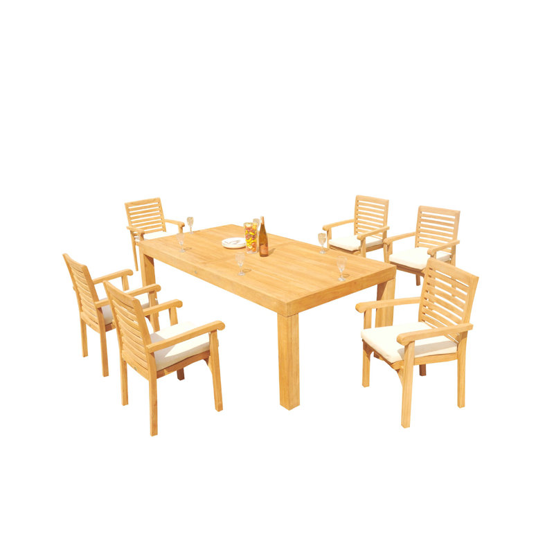 Cimah 6 - Person Teak Wood Patio Dining Set with Rectangular Table