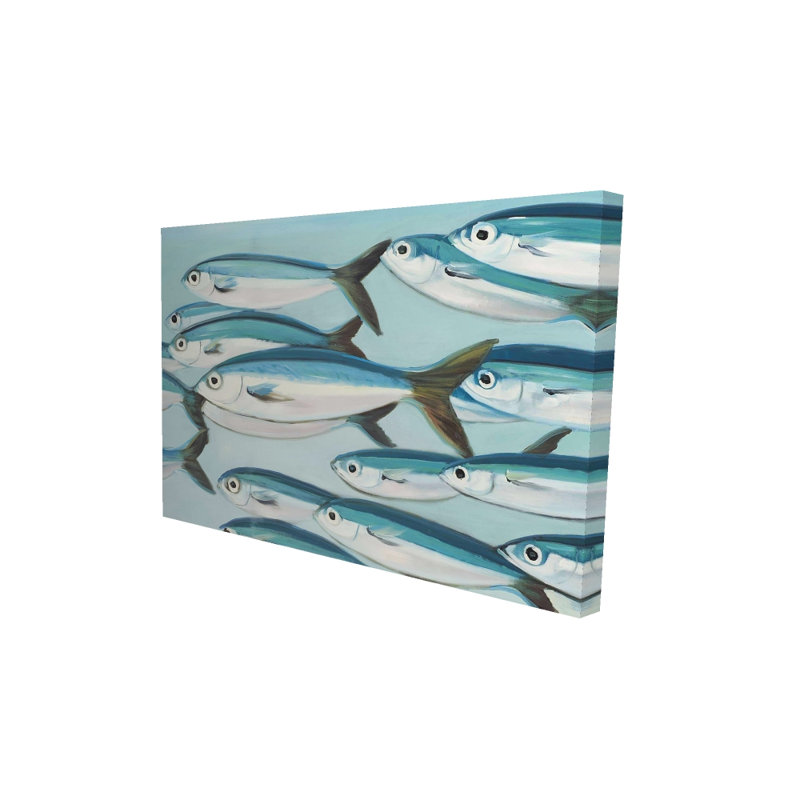 Petit poisson de Caesio Caerulaurea - décor de toile turquoise marine, H 36 po x l 24 po