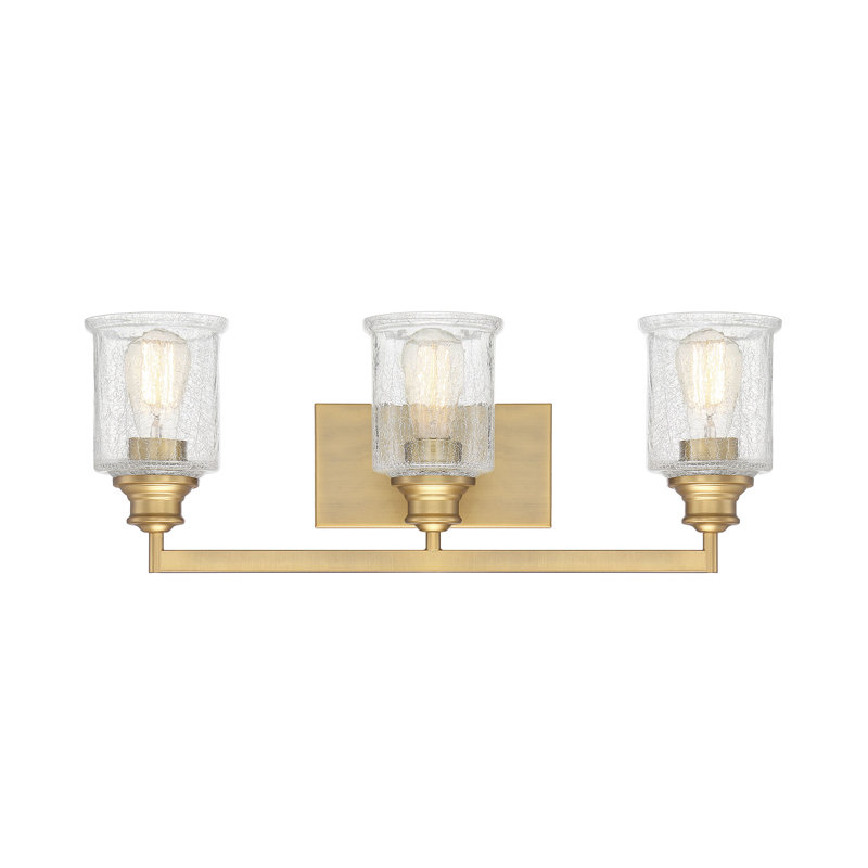 Southmead 3-Light Dimmable Brass Vanity Light, 8.75" H x 24" W x 24" D, 3 Lights