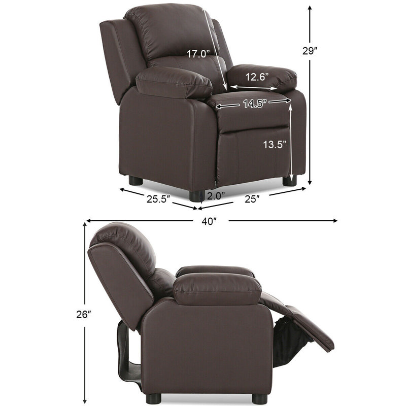 Fauteuil inclinable avec compartiment de rangement Jan, Brun