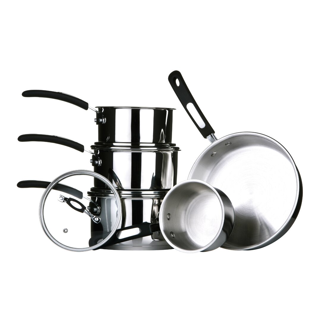 5 Pc Stainless Steel Cookware Set, Kitchen Pots and Pans Set With Bakelite Handles, Best Cookware Set