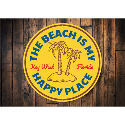 Plaque en aluminium Happy Place Beach