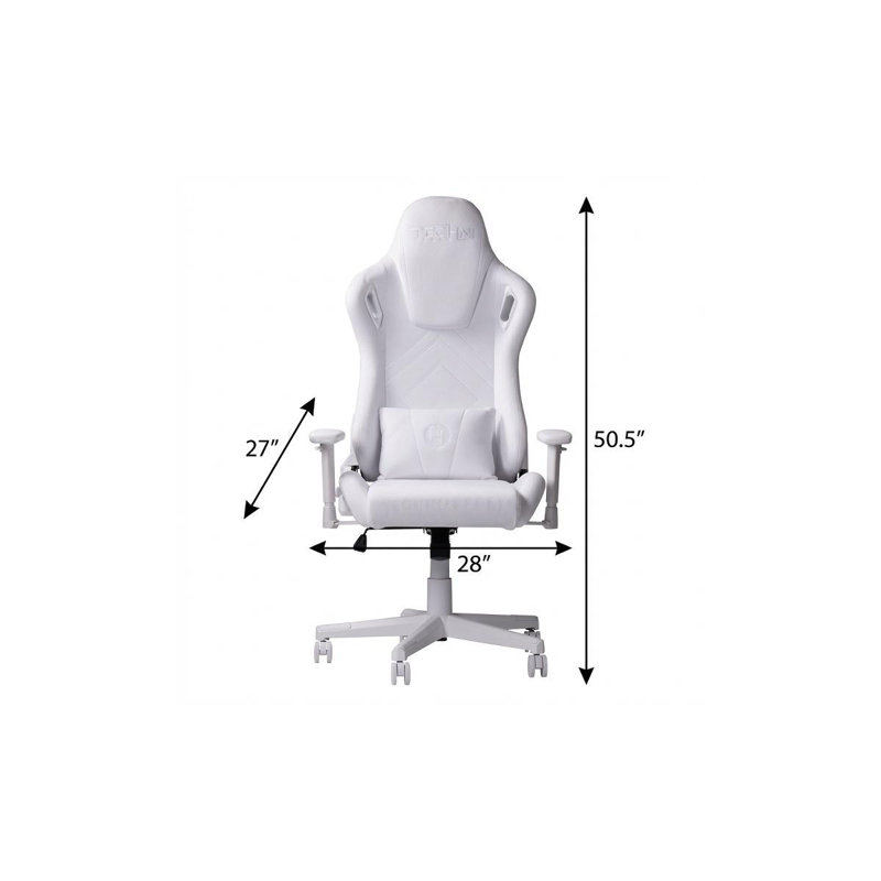 Fauteuil de jeu pivotant à roulettes en velours blanc