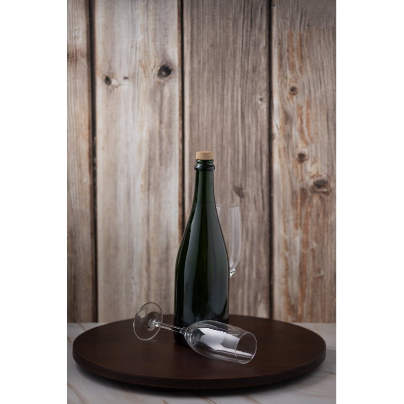 Plateau rond en bois d'acacia brun, H 1,5 po x l 15,75 po x P 15,75 po