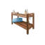 Banc de douche en teck EcoDecors l 35 po Classic, avec tablette intégrée, avec accoudoirs LiftAid, en teck terreux -25158386