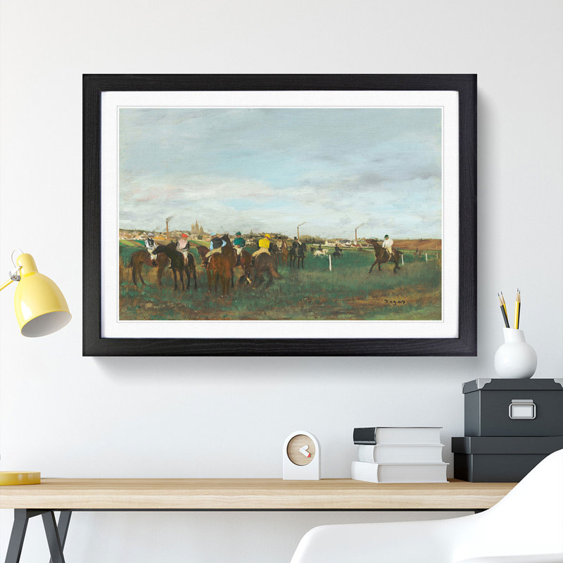 The Horse Races by Edgar Degas - Picture Frame Painting, 27cm H x 36cm W x 2cm D, Black
