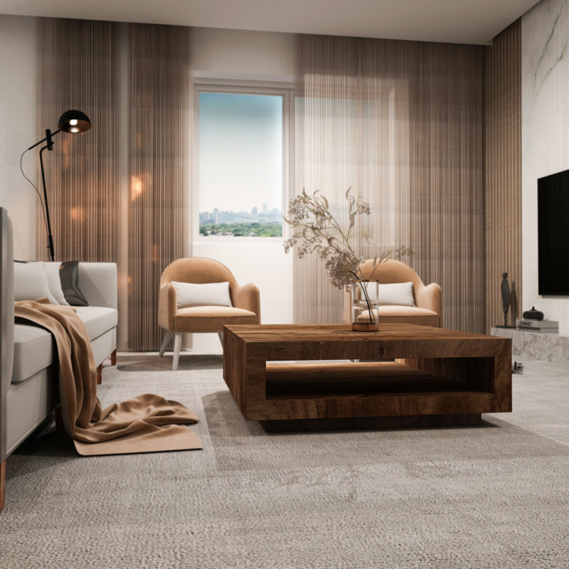 Caidyn Modern Solid Wood Square Coffee Table