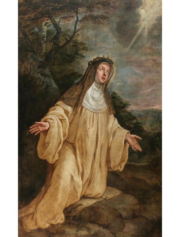 «Saint Catherine of Siena» par Gaspar De Crayer, reproduction d'art sur toile tendue avec châssis, H 48 po x l 33 po