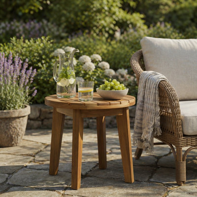 Outdoor 16" Acacia Wood Side Table
