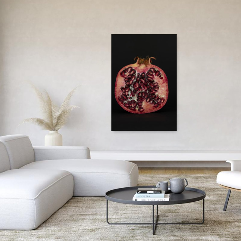 Ruby Red Pomegranate Organic Vibrant Contemporary Fruit Wall Art Print 1 Piece Wrapped Canvas Wall Art, 152.4cm H x 101.6cm W