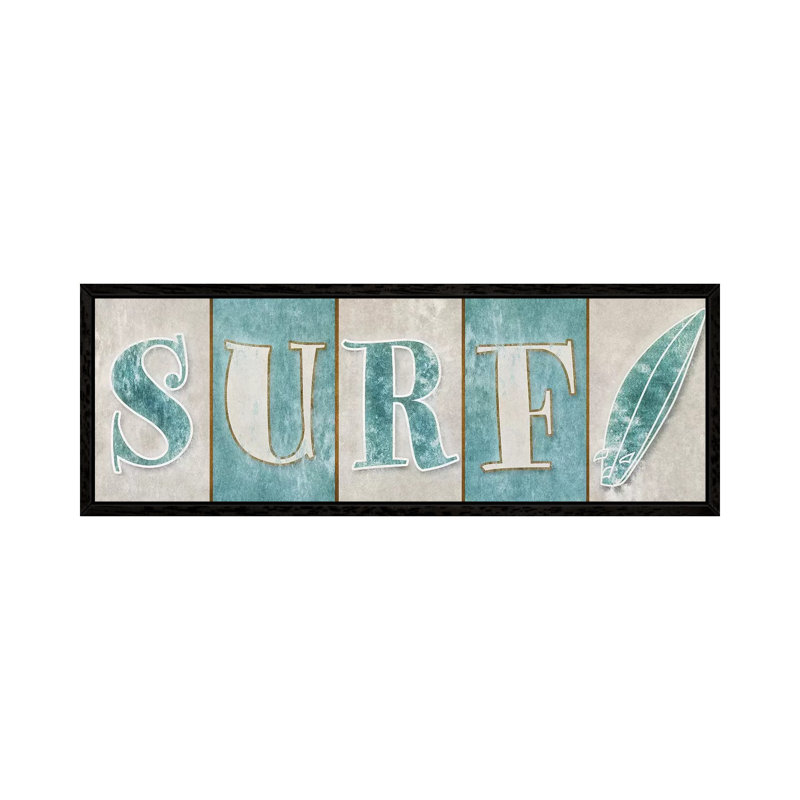 Surf by SD Graphics Studio - Panoramic Gallery-Wrapped Canvas Giclée on Canvas, 30.48 cm H x 91.44 cm W, Black Framed