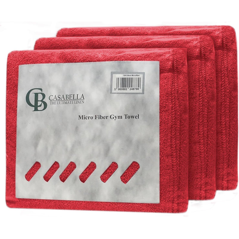 Microfiber Fast Drying Bath Towel, 3, Red