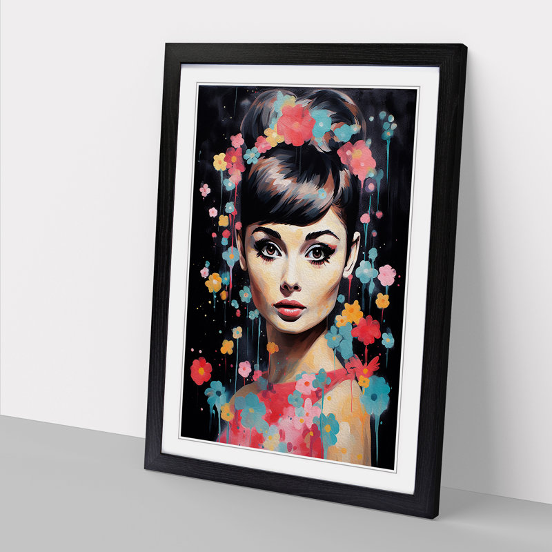 Audrey Hepburn Modern - Framed Print, Black Framed, 46cm H x 34cm W x 2cm D