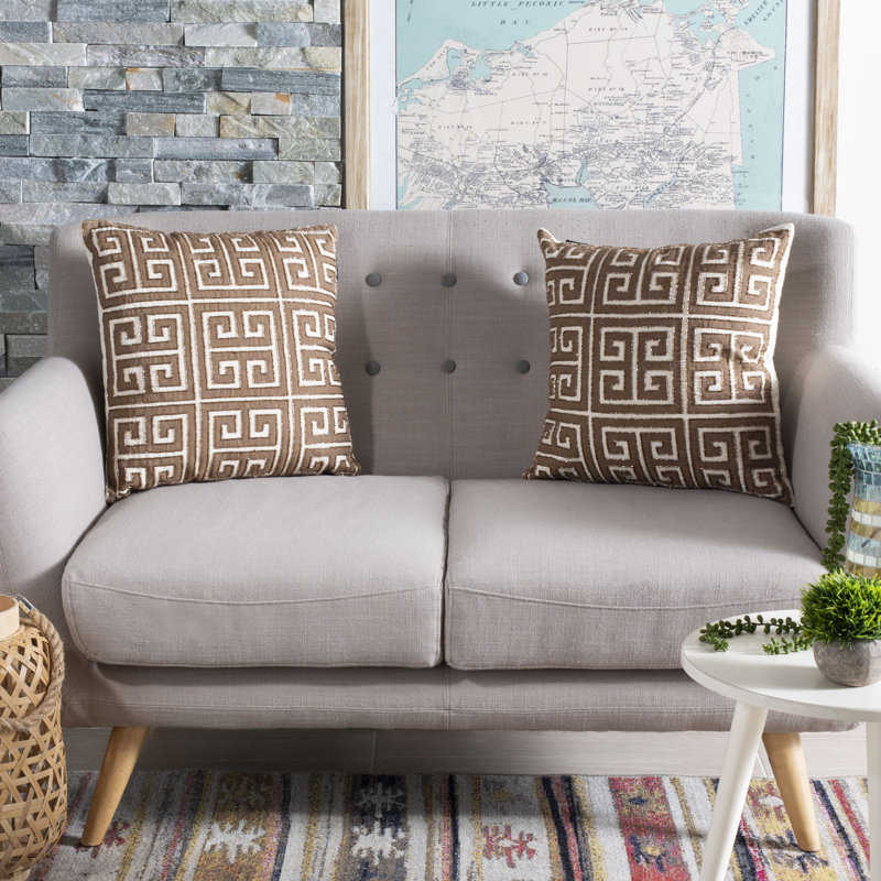 Square Embroidered Natural Hemp Throw Pillows Set