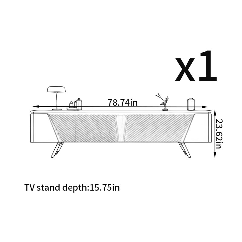 Meuble télé moderne et luxueux, 78.74"