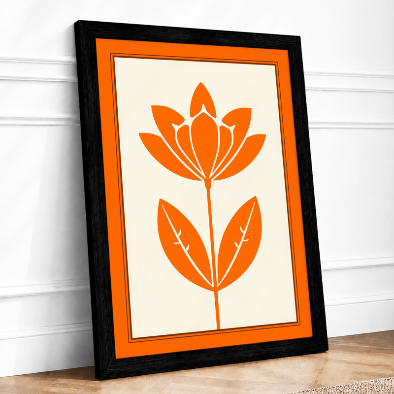 Single Stem in Gold Botanical - Framed Print, A1 - 84.1 x 59.4 cm, Black