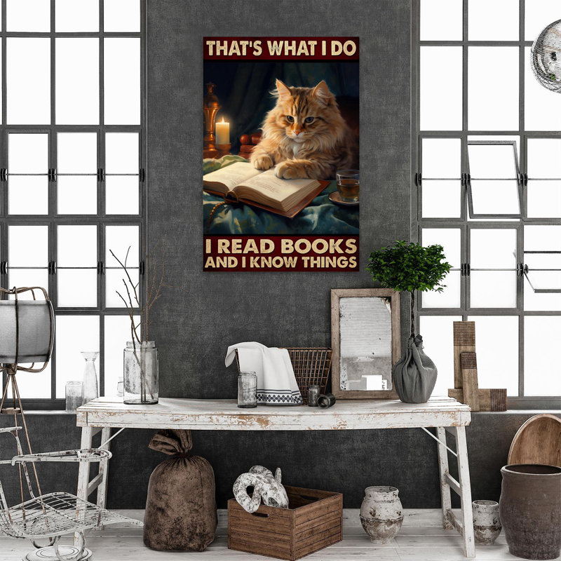 " Cat I Read Books ", 14" H x 11" W x 1.25" D