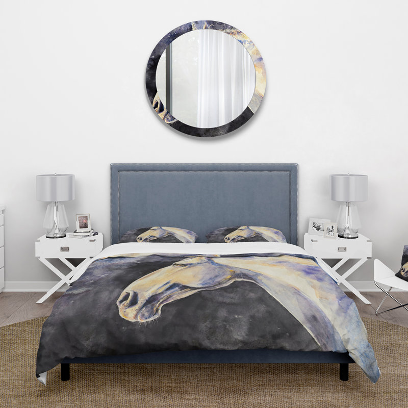Ensemble de housse de couette en microfibre noir / jaune / mauve, Housse de couette pour très grand lit et 2 très