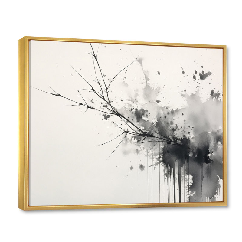Reproduction d'art mural noir et blanc Pure Serenity I - Minimalisme, Cadre flottant doré, H 16 po x l 32 po x P 1 po