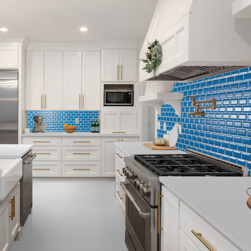 Torch Song 2'' W x 4'' L Glass Tile Mosaic Sheet, Sea