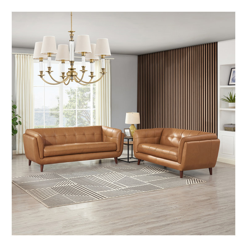 Causeuse en cuir Solana, Caramel