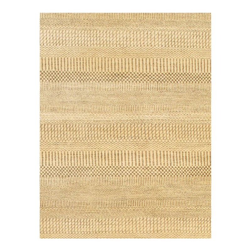 Hand Woven Cotton and Wool Striped Area Rug