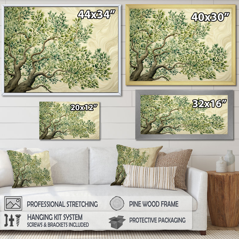 «Tree American Basswood Collage 1», art mural arbre, Cadre flottant brun, H 12 po x l 20 po x P 1 po